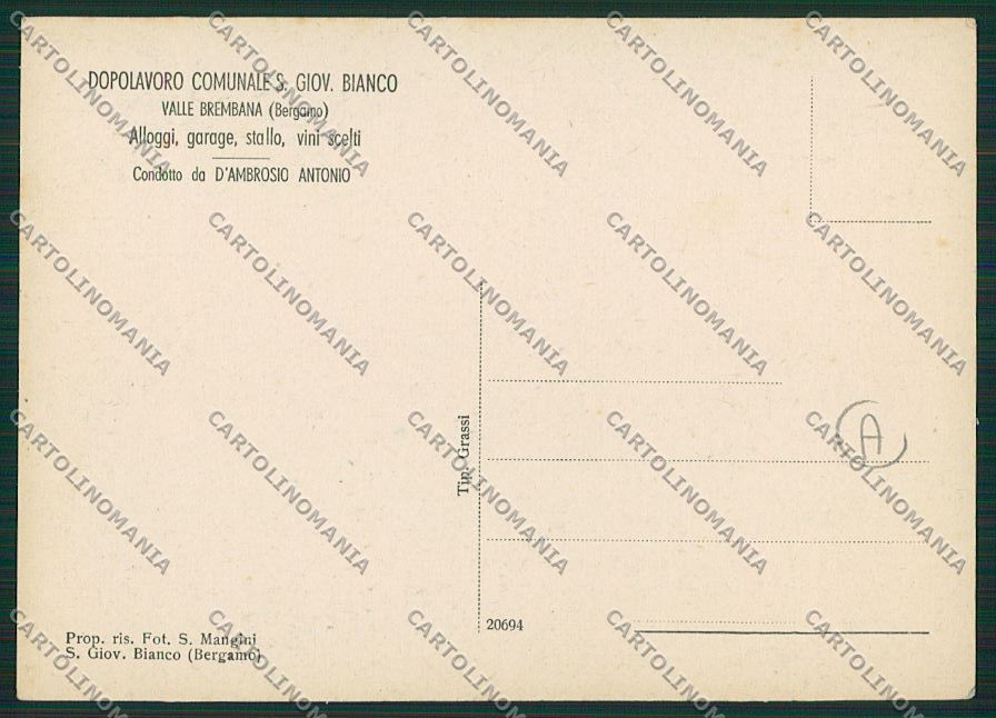 Bergamo San Giovanni Bianco FG cartolina QK5178 – retro