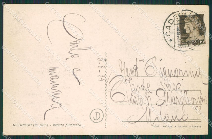 Varese Cadegliano Viconago cartolina QK5213 – retro