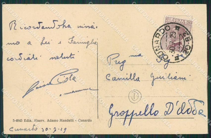 Varese Cunardo cartolina QK5282 – retro