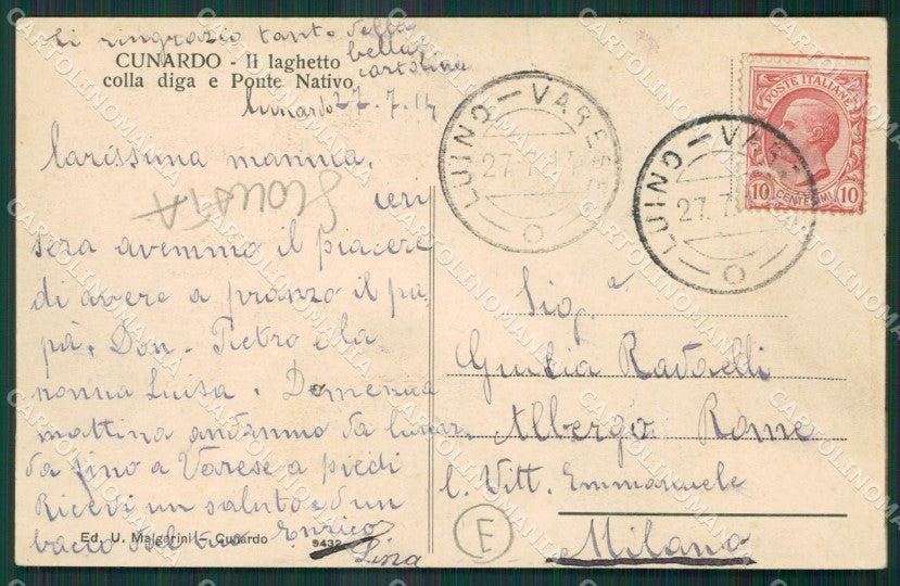 Varese Cunardo TRACCE UMIDO cartolina QK5291 – retro