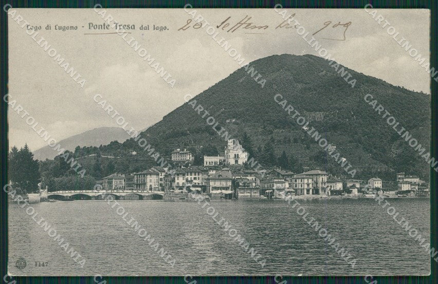 Varese Lavena Ponte Tresa PIEGA cartolina QK5392 – fronte