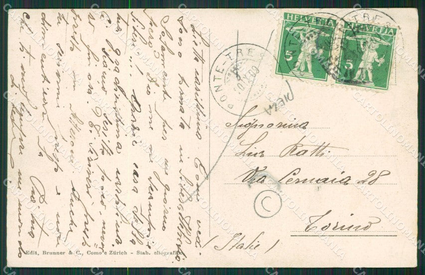 Varese Lavena Ponte Tresa PIEGA cartolina QK5392 – retro