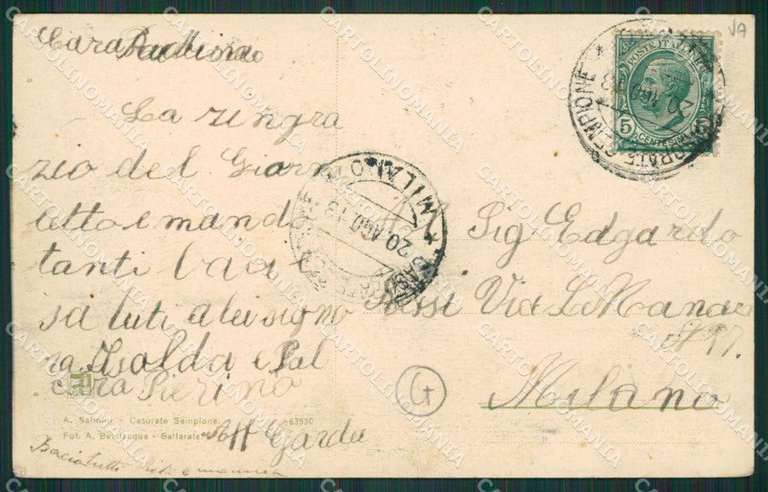 Varese Casorate Sempione cartolina QK5513 – retro