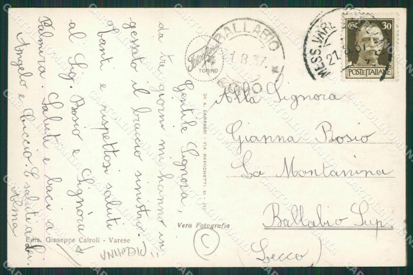 Varese Venegono PIEGHINA Foto cartolina QK5708 – retro