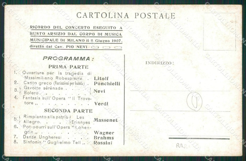 Varese Busto Arsizio Concerto cartolina QK5938 – retro