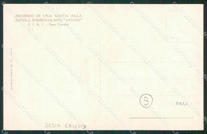 Varese Sesto Calende Idrovolante cartolina QK6237 – retro