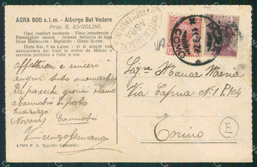 Varese Lago Maggiore Agra cartolina QK6268 – retro