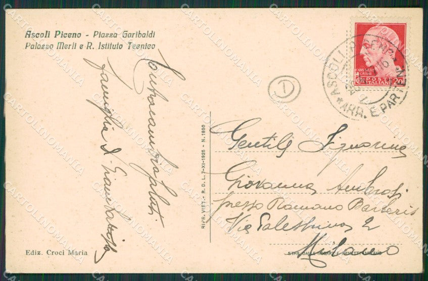 Ascoli Piceno Città cartolina QK6320 – retro