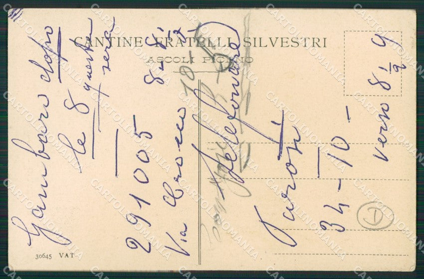 Ascoli Piceno Città Cantine Silvestri cartolina QK6325 – retro