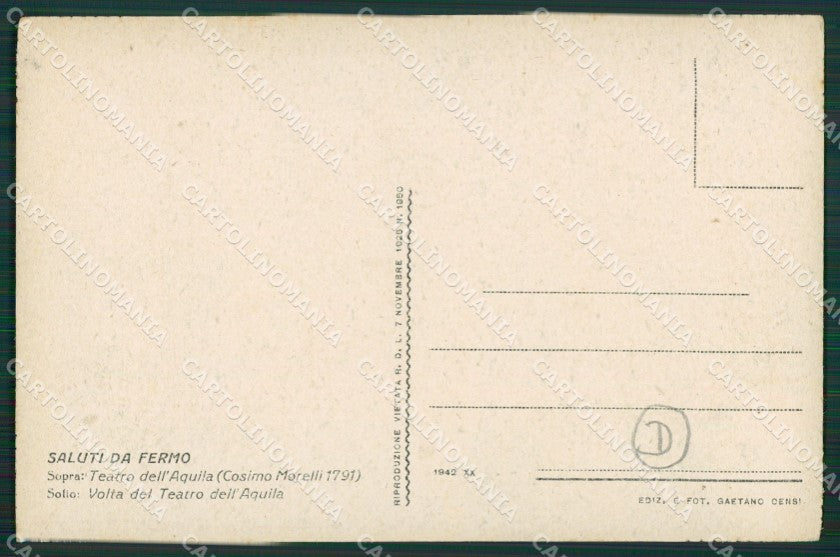 Ascoli Piceno Fermo Teatro cartolina QK6383 – retro
