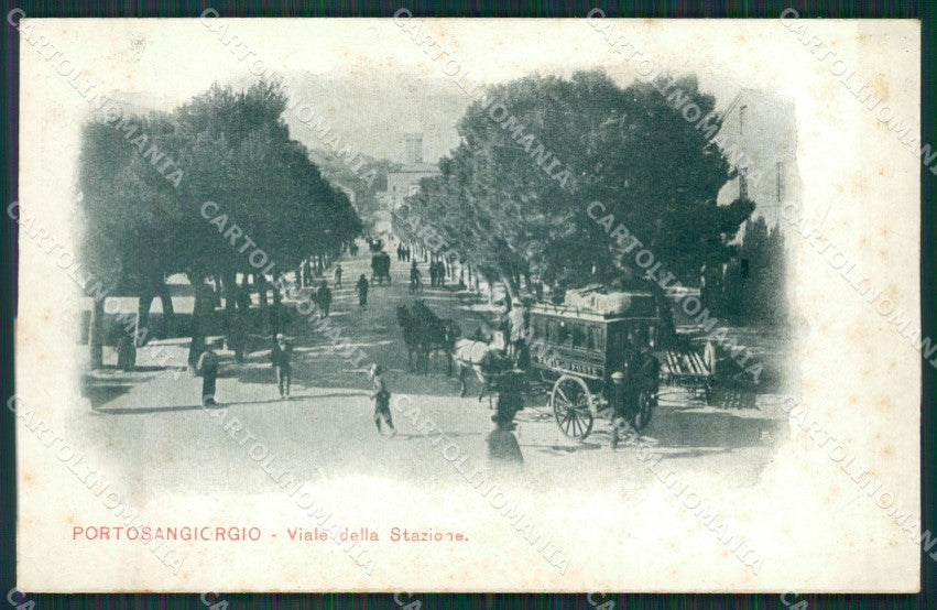 Ascoli Piceno Porto San Giorgio Diligenza Postale PIEGHINA cartolina QK6410 – fronte