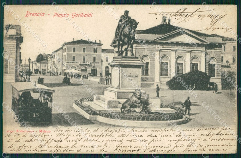 Brescia Città Garibaldi Tram ABRASA cartolina QK6710 – fronte