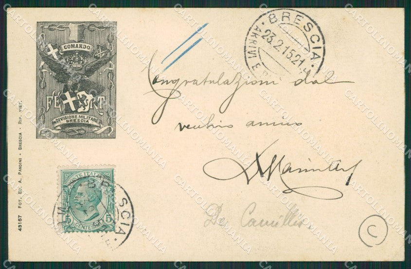 Brescia Militari PIEGA cartolina QK6733 – retro