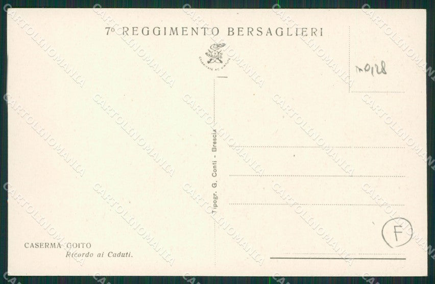 Brescia Militari Bersaglieri cartolina QK6748 – retro