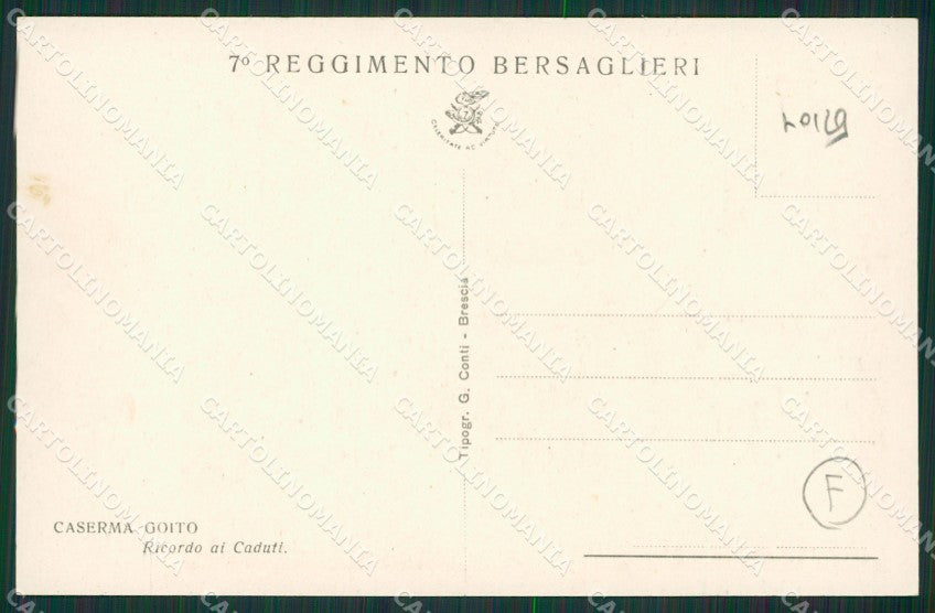 Brescia Militari Bersaglieri cartolina QK6749 – retro