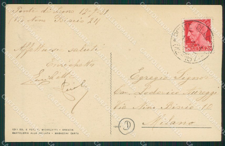 Brescia Ponte di Legno Valbione cartolina QK6878 – retro