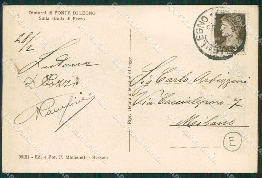 Brescia Ponte di Legno Pezzo cartolina QK6888 – retro