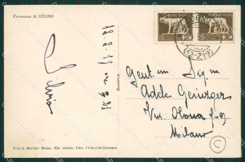 Brescia Cogno Foto cartolina QK7196 – retro