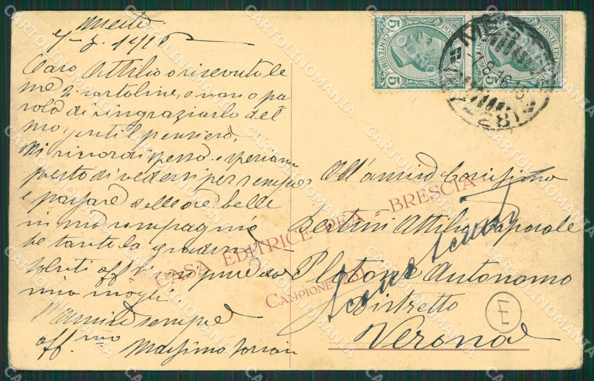 Brescia Casa Editrice Guerra d'Italia Militari PIEGA cartolina QK7223 – retro