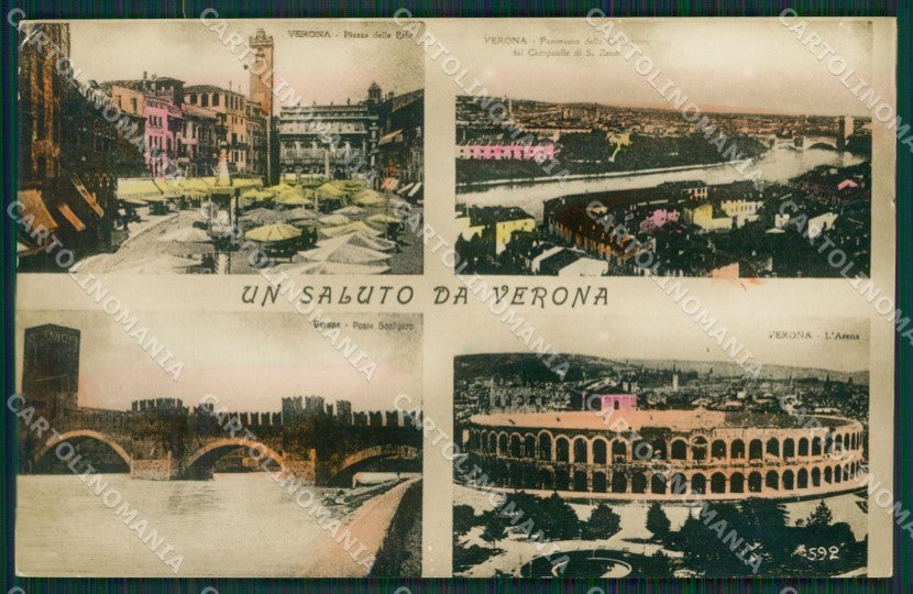 Verona Città Saluti da PIEGHINE Foto cartolina QK7390 – fronte