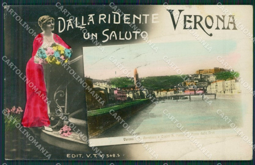 Verona Città Saluti da Foto cartolina QK7394 – fronte