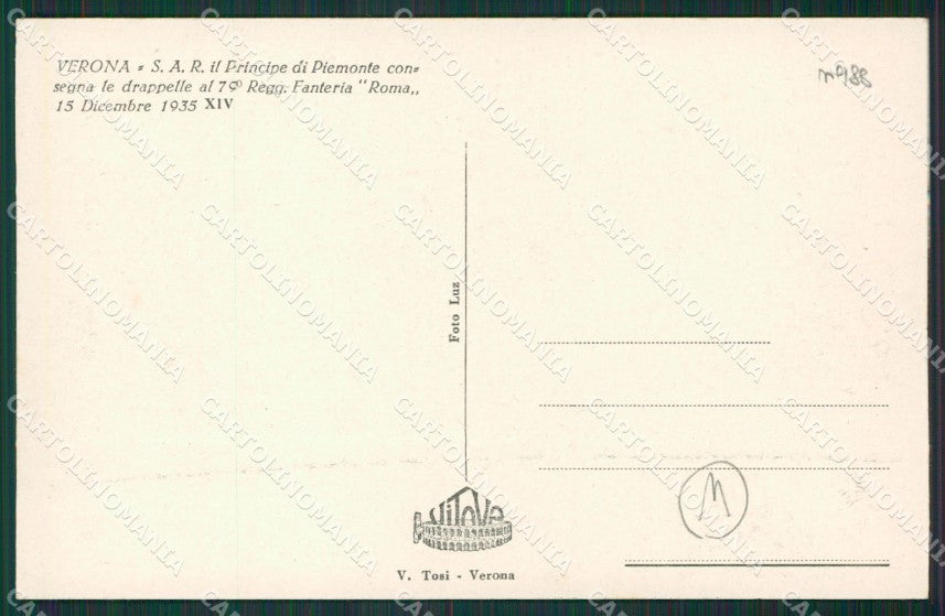 Verona Città Militari Savoia cartolina QK7415 – retro