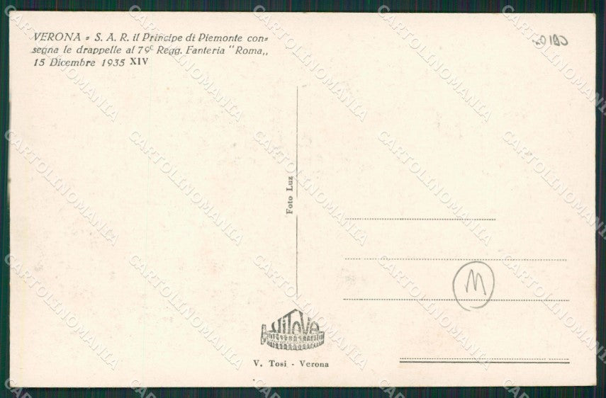 Verona Città Militari Savoia cartolina QK7416 – retro