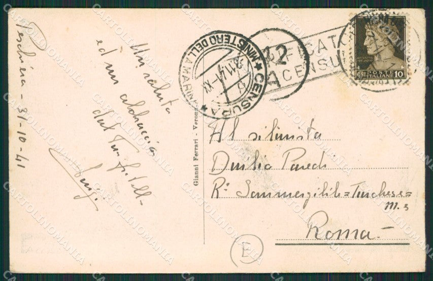 Verona Lago di Garda Peschiera PIEGA cartolina QK7449 – retro