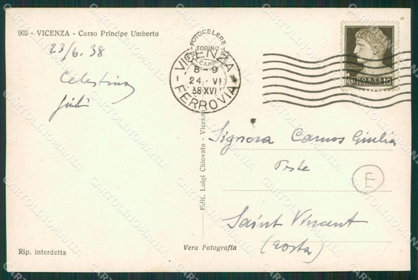 Vicenza Città Tram Foto cartolina QK7564 – retro