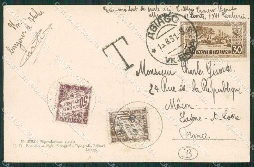 Vicenza Asiago cartolina QK7636 – retro
