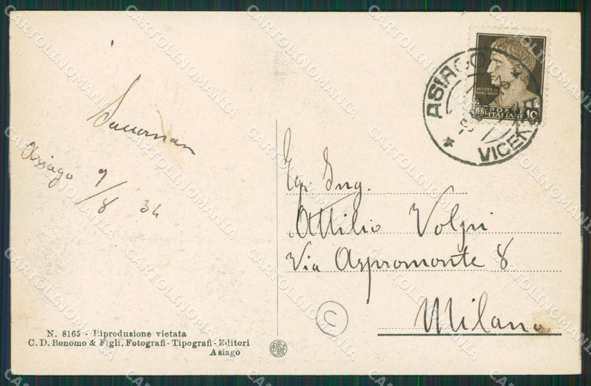 Vicenza Asiago cartolina QK7637 – retro