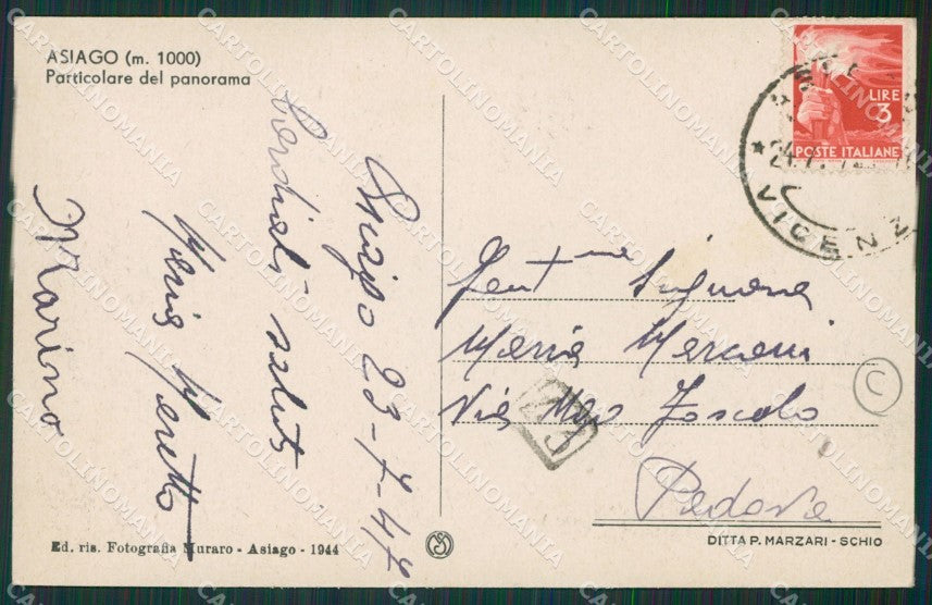 Vicenza Asiago cartolina QK7639 – retro