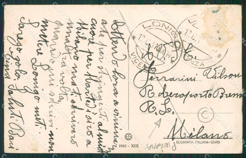 Vicenza Lonigo PIEGATA cartolina QK7729 – retro
