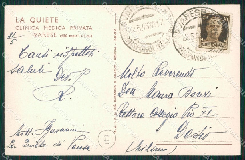 Varese Città cartolina QK8022 – retro