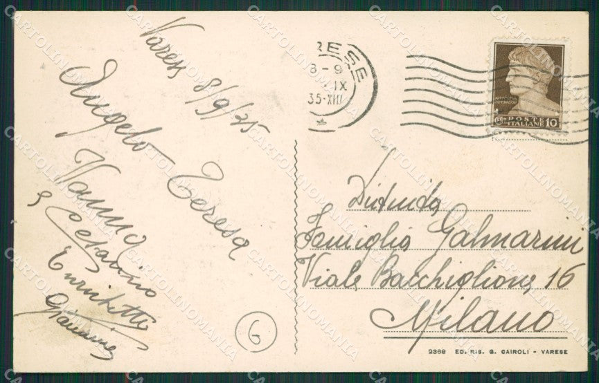 Varese Città cartolina QK8056 – retro