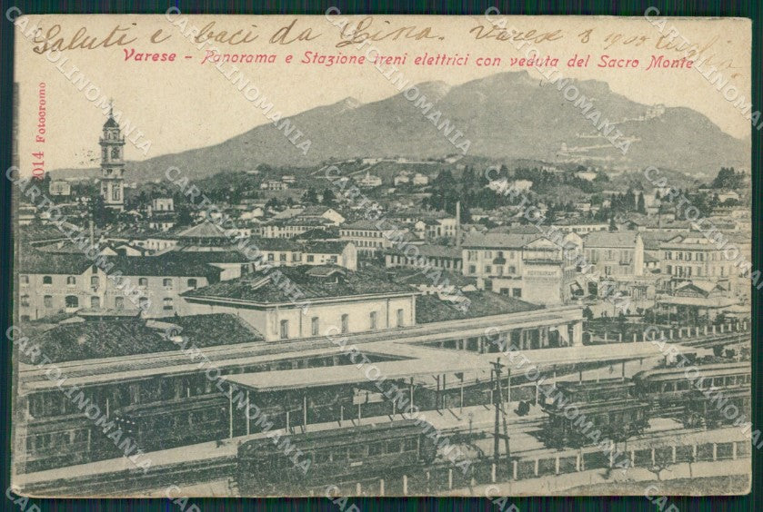 Varese Città Stazione Treno PIEGA cartolina QK8072 – fronte