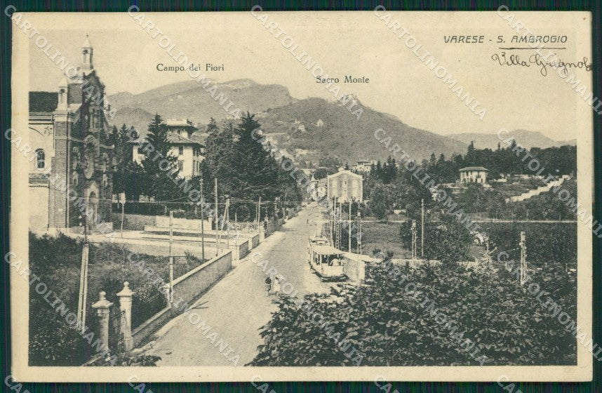 Varese Sant'Ambrogio Tram cartolina QK8090 – fronte