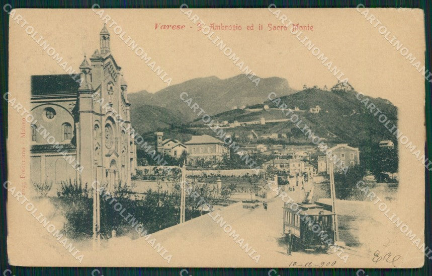 Varese Sant'Ambrogio Tram cartolina QK8091 – fronte