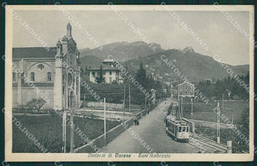 Varese Sant'Ambrogio Tram cartolina QK8094 – fronte