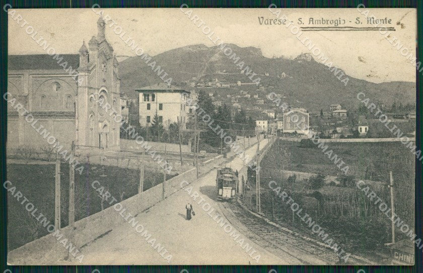 Varese Sant'Ambrogio Tram cartolina QK8097 – fronte