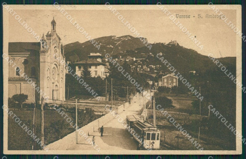 Varese Sant'Ambrogio Tram cartolina QK8102 – fronte