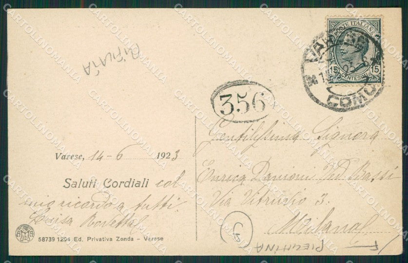 Varese Sant'Ambrogio Tram RIFILATA PIEGHINA cartolina QK8104 – retro