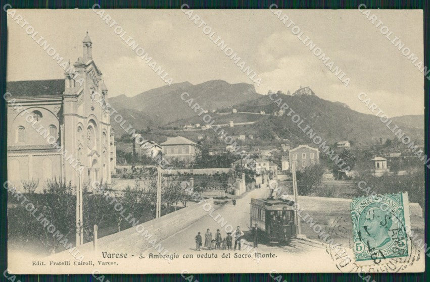 Varese Sant'Ambrogio Tram cartolina QK8105 – fronte