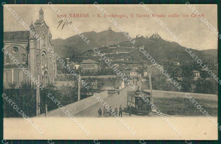 Varese Sant'Ambrogio Tram cartolina QK8106 – fronte