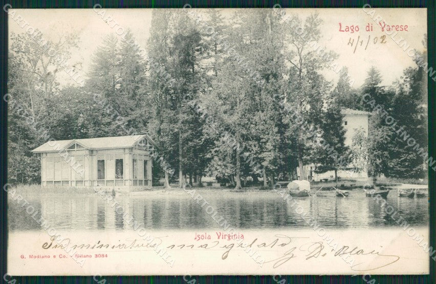 Varese Lago Isola Virginia cartolina QK8252 – fronte