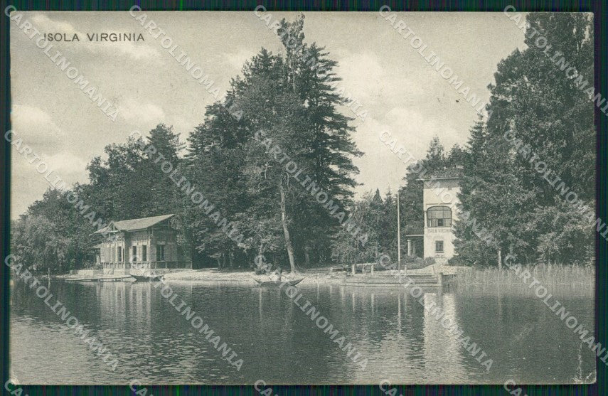 Varese Lago Isola Virginia PIEGA cartolina QK8256 – fronte