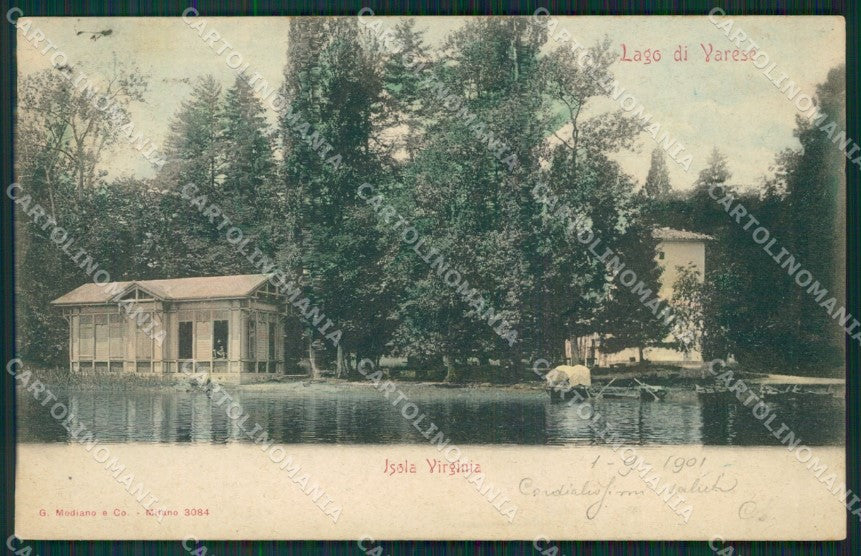 Varese Lago Isola Virginia cartolina QK8258 – fronte