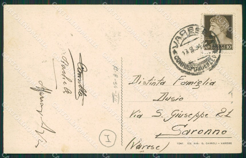 Varese Lago Aviazione cartolina QK8306 – retro