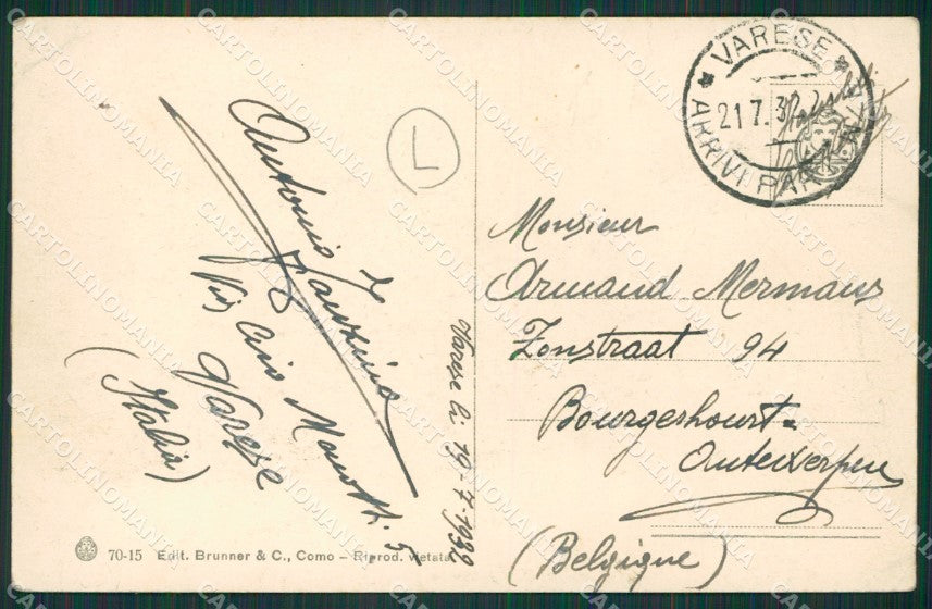 Varese Lago Aviazione cartolina QK8308 – retro