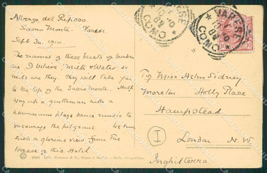 Varese Sacro Monte cartolina QK8356 – retro